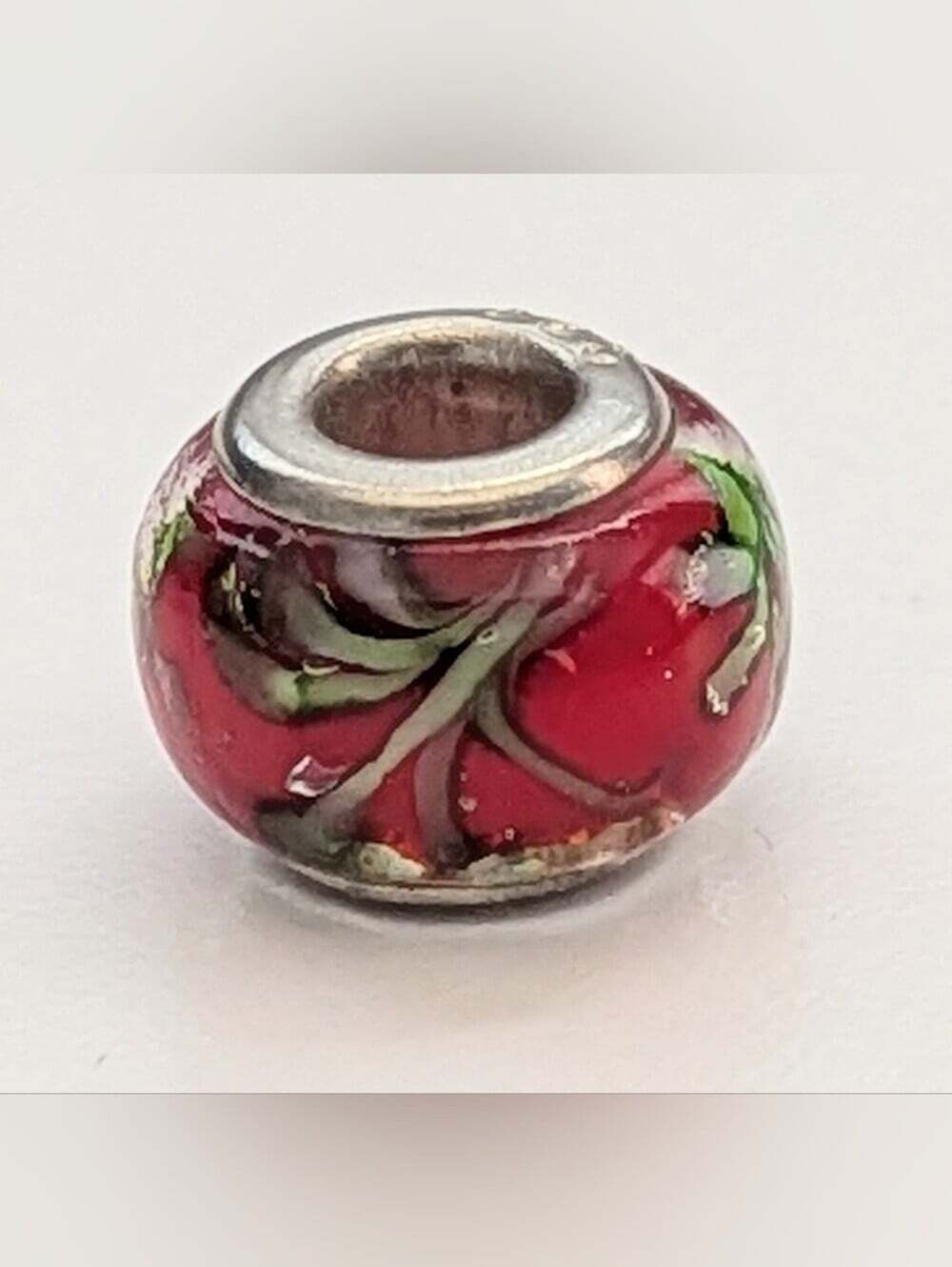 Pandora Murano Glass 925 Silver Red Green Charm Bead
